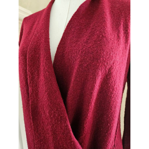 Eileen Fisher 100% Merino Wool Maroon Cardigan Wrap-Size XSmall - Picture 2 of 9